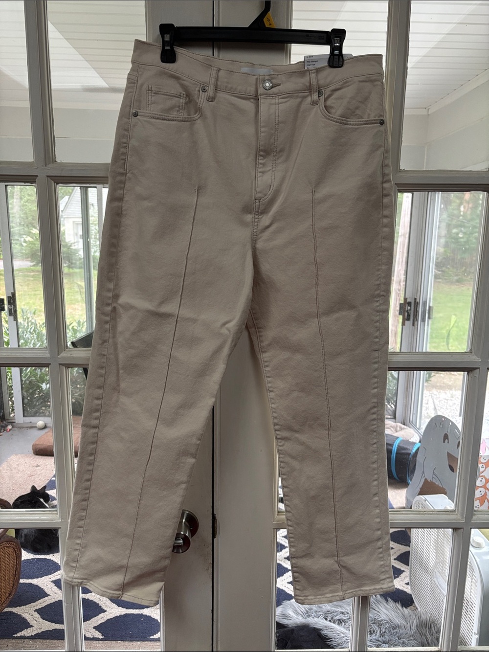 LOFT Beige Straight-Leg Jeans